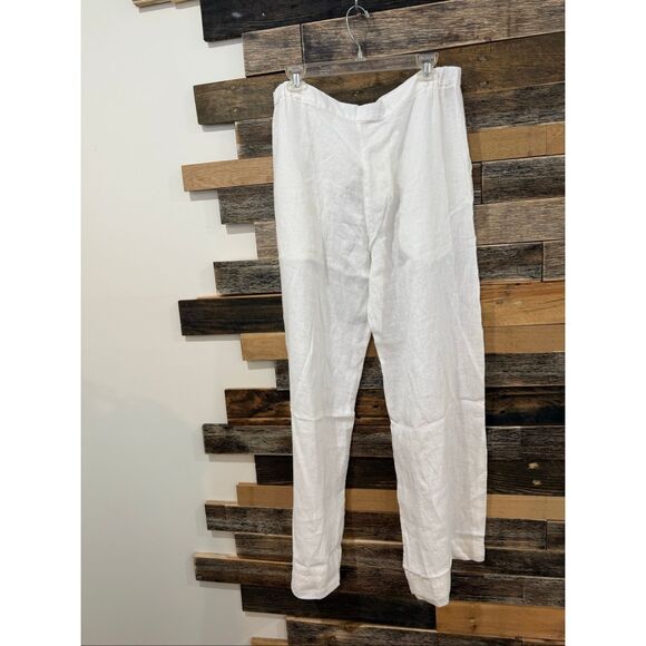 Flax linen white relax fit wide leg pants size M - Picture 2 of 9